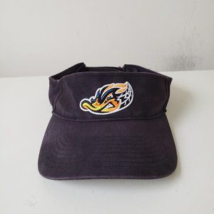 Akron RubberDucks Visor Hat Cap Strap Back Black 47 MiLB Baseball Preowned